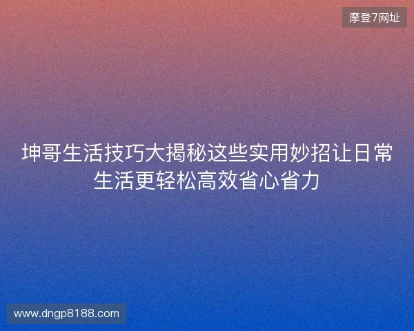 坤哥生活技巧大揭秘这些实用妙招让日常生活更轻松高效省心省力